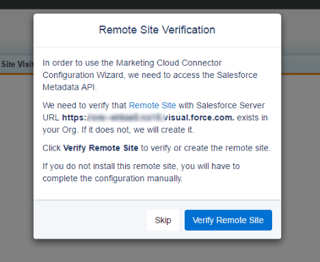 Salesforce Marketing Cloud Connect Integration: Remote site verification